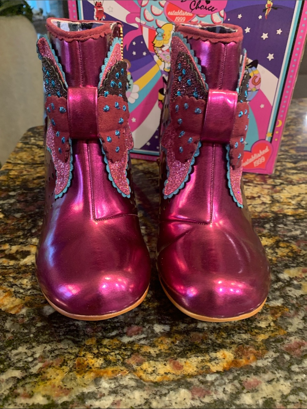 Irregular Choice Mariposa Ankle Boots in Metallic Pink/Purple - Picture 6 of 12